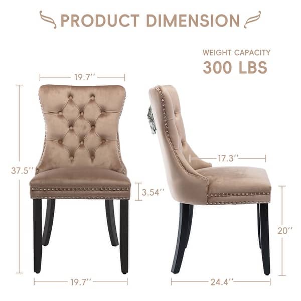 dimension image slide 0 of 10, Solid Wood Velvet Upholstered Dining Chair Set of 6
