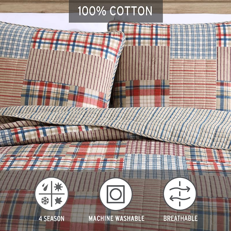 Eddie Bauer Hawthorne Brown Cotton Reversible Quilt Set
