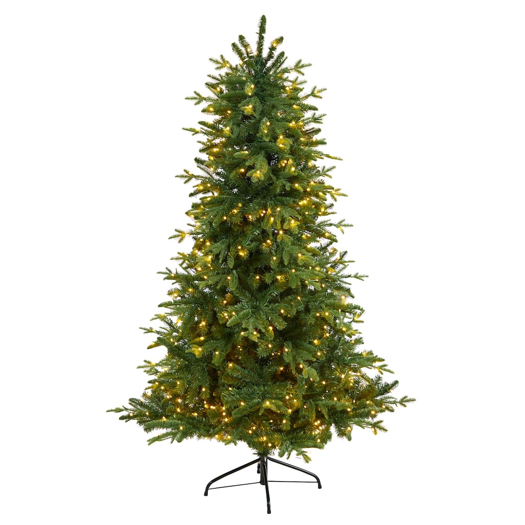 6' Montreal Spruce Artificial Christmas Tree with 450 Warm White LED Lights and 1029 Bendable Branches