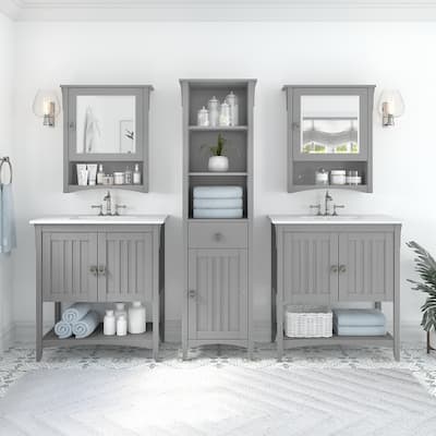 Salinas 64W Double Vanity Set with Sinks and Storage by Bush Furniture