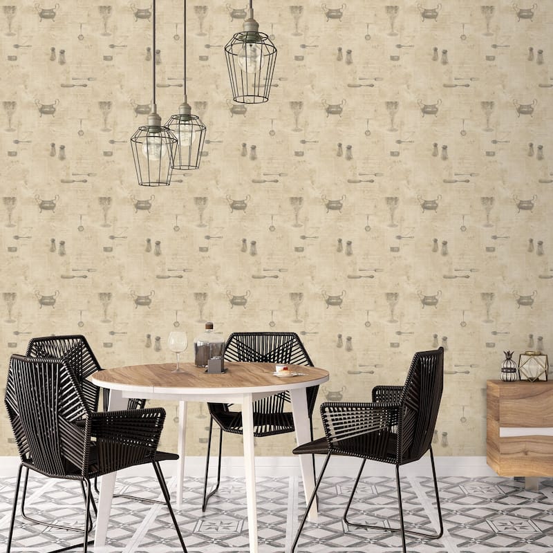 Galerie Wallcoverings Kitchen Restaurant Text Vinyl on Non-woven Matte Wallpaper Roll