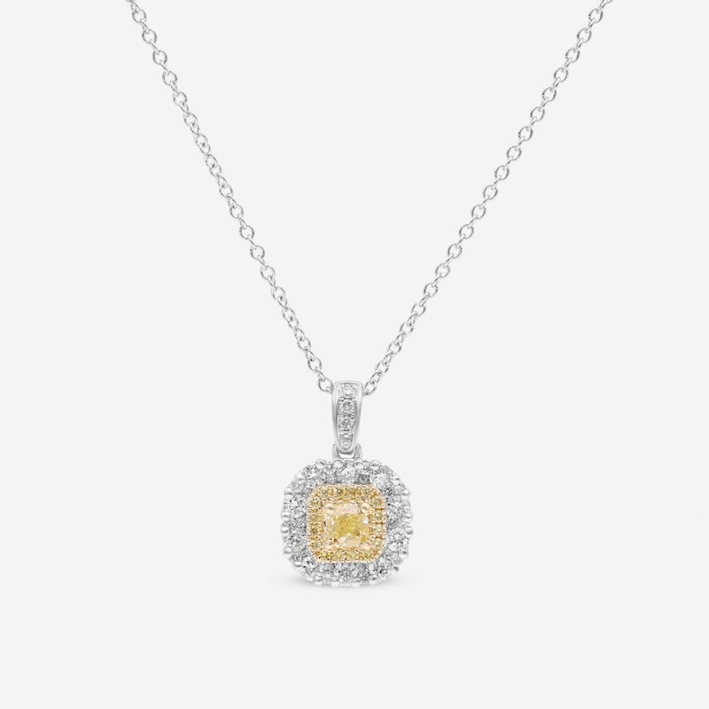 Gregg Ruth 14K White Gold, Fancy Yellow Diamond and White Diamond Pendant Necklace - 18