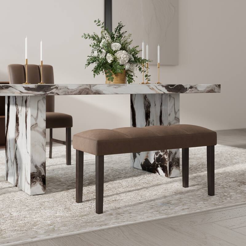 Roundhill Furniture Strata Velvet Upholstered Dining Bench, Chocolate