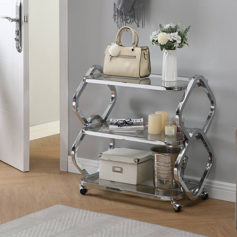 Console Table, Entryway Table with Glass Shelf, Modern Sofa Table - 15.7*27.6*28.4''