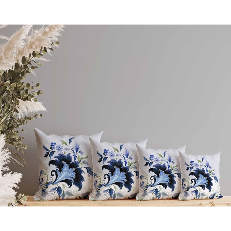 Damask Hue Faux Suede Reversible Throw Pillow Blue and Green