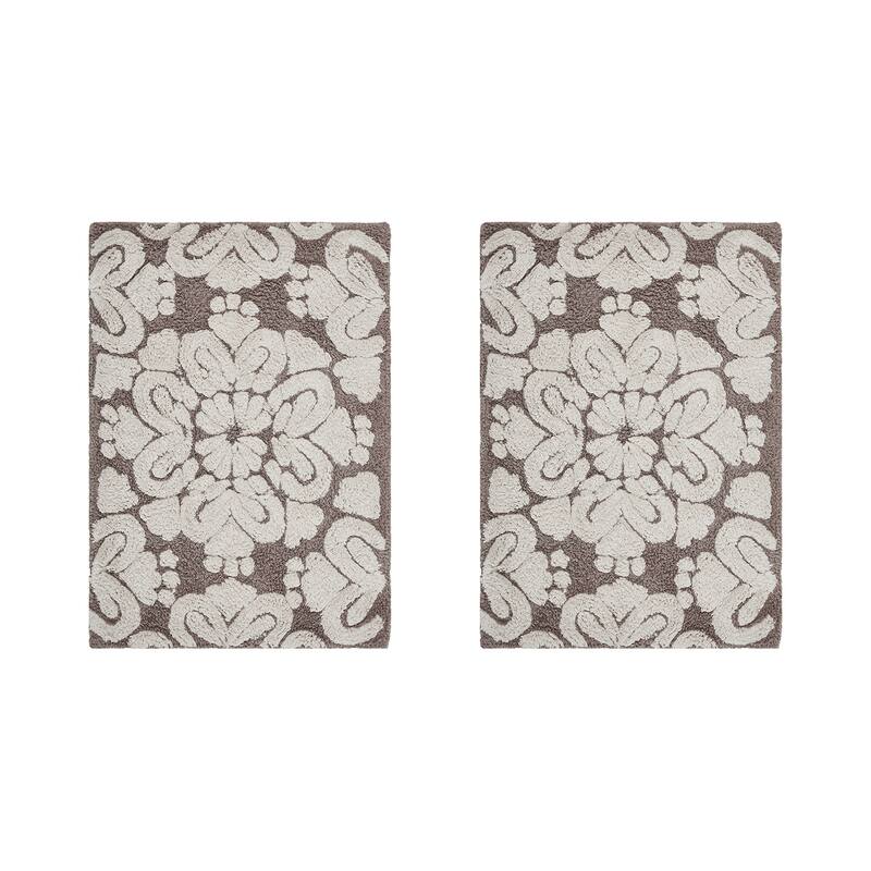 Better Trends Medallion Collection 100% Cotton 2-Pc Set Bathroom Rugs-Soft & Super Absorbent, Non-Skid Latex, Machine Washable