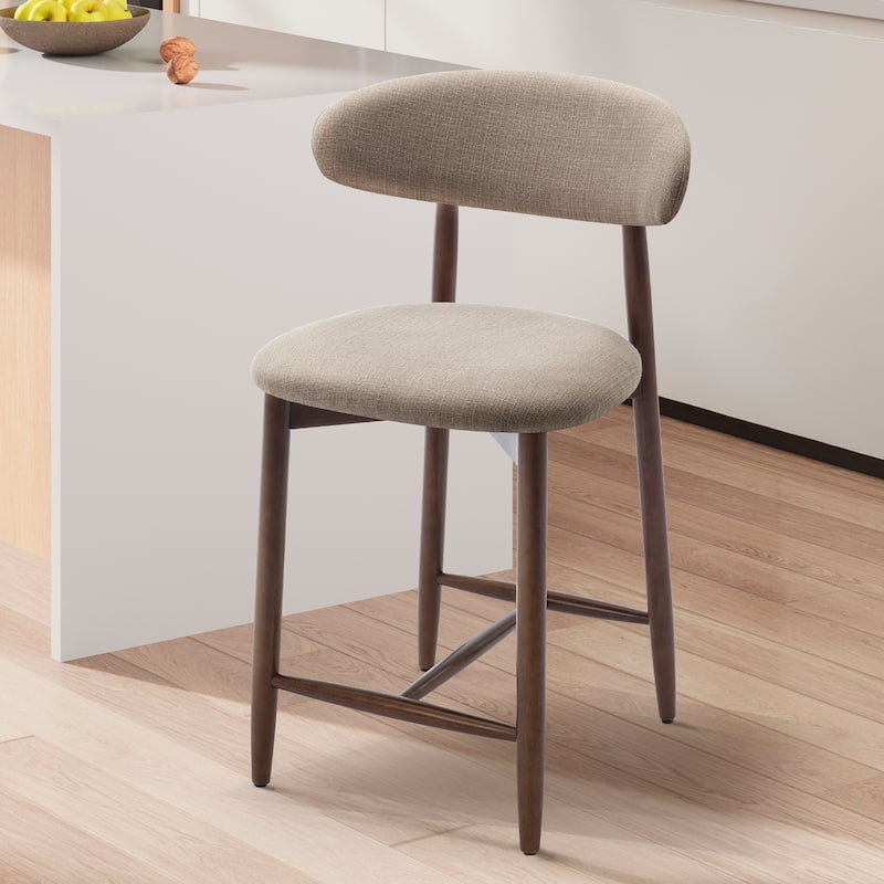 RENEWLINE Mid-Century Modern Upholstered Bar Stools with Backrest - Solid Wood Legs Counter Height Stools