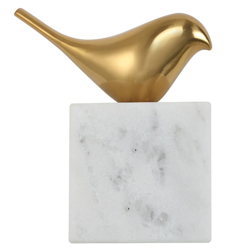 Uttermost Flying Solo Bird Wall Decor - 4 W x 7 H x 6.25 D (inches) - Brass and White