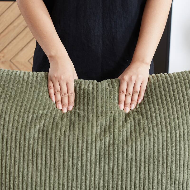 65" Corduroy 2-Seater Sleeper Sofa, 3-in-1 with Storage and Side Pocket