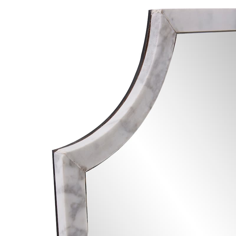 Allan Andrews Rectangular Wall Mirror with Scalloped White Marble Frame - 36"H x 20"W