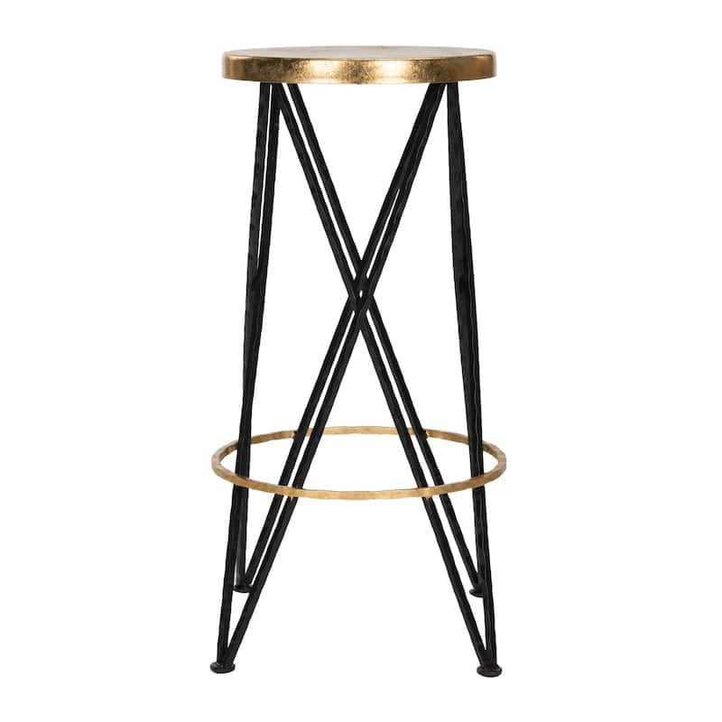 SAFAVIEH Jacklyn -30 Inch Gold/ Black Bar Stool - 15.5" x 15.5" x 30" - 16Wx16Dx30H