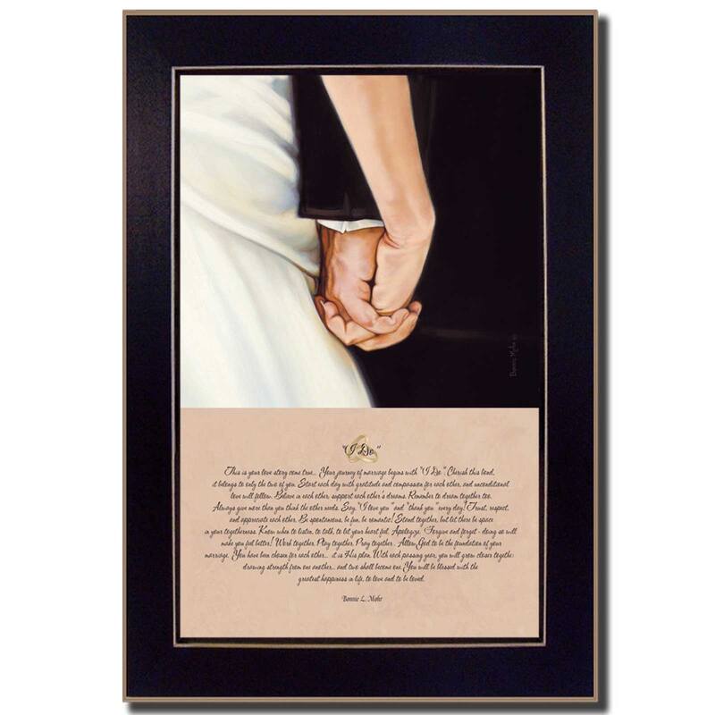 TrendyDecor4U Farmhouse "I Do" Framed Print Wall Art by Bonnie Mohr - Black