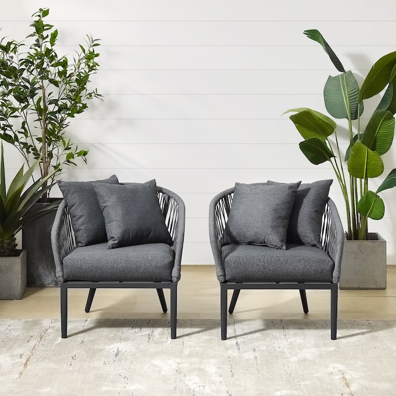 Dover 2Pc Indoor/Outdoor Rope Armchair Set - 23.25"x28.88"x30.25"