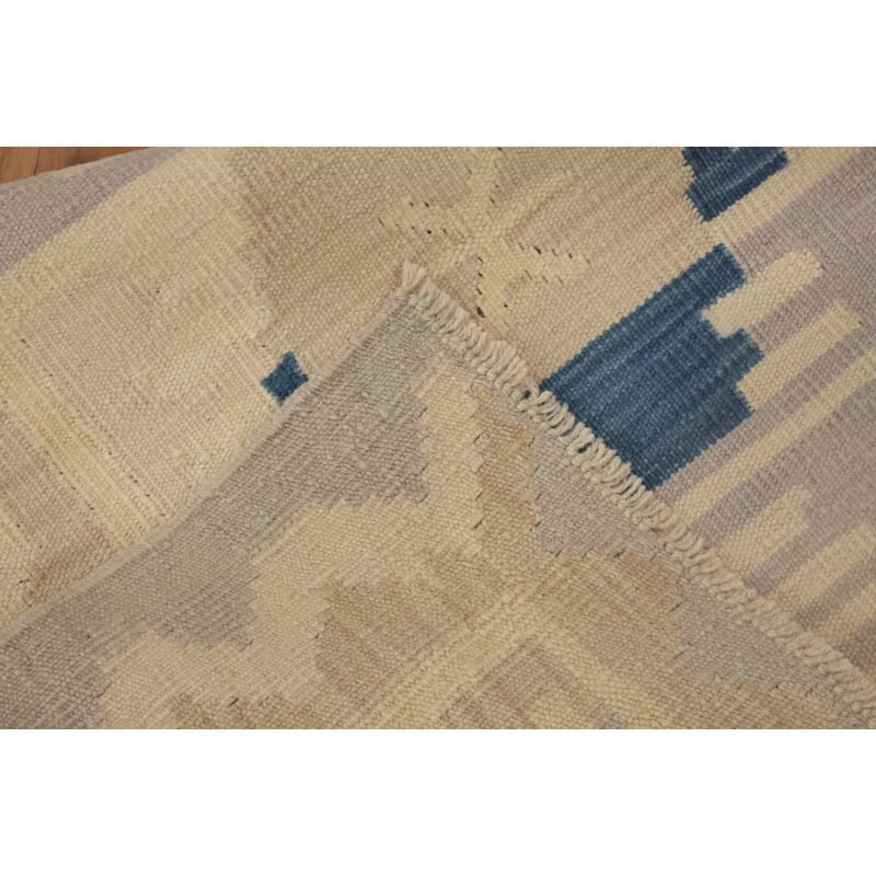 Hand Woven Oriental 100% Wool Carpet Southwestern Tribal Greys & Charcoal Kilim Runner Rug - 11' 10'' X 2' 7''