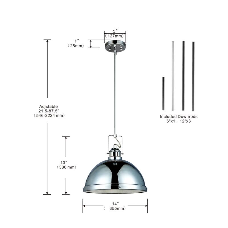 Singel Pendant 21.5 Inch Chrome Finish
