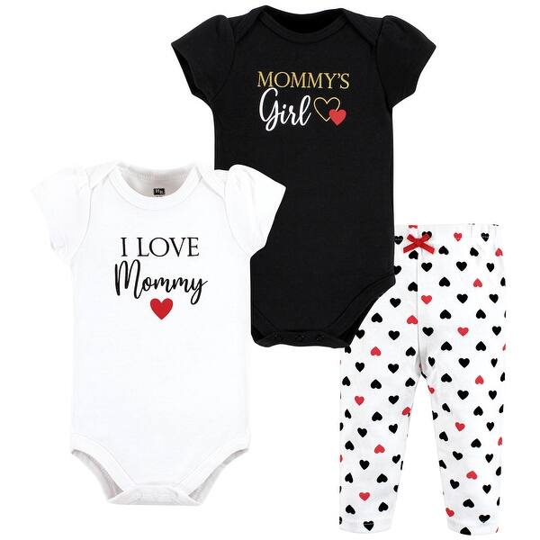 slide 1 of 1, Hudson Baby Infant Girl Cotton Bodysuit and Pant Set, Girl Mommy Red Black Newborn - Girl Mommy Red Black