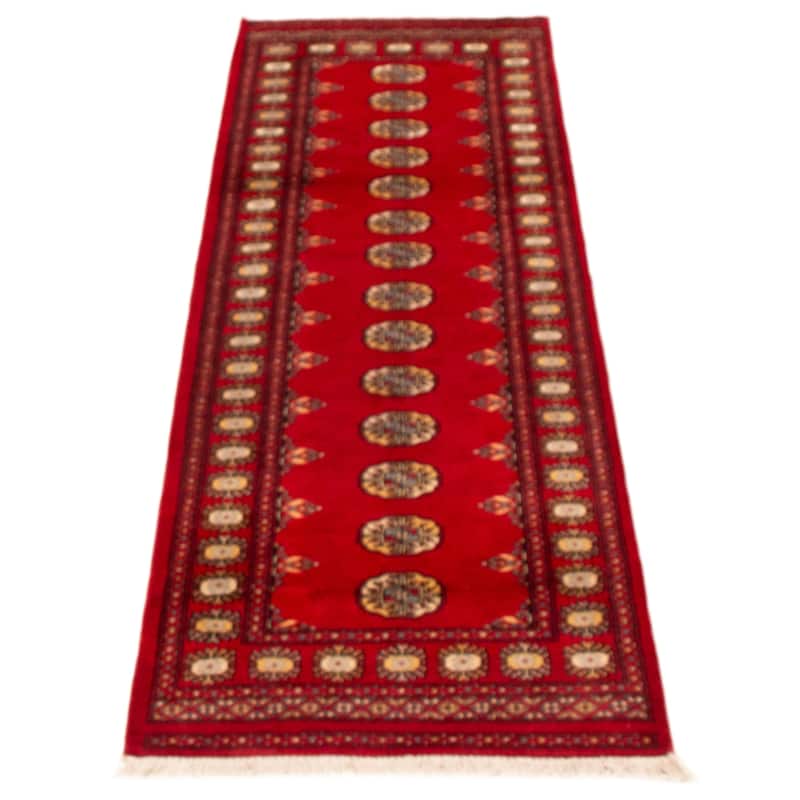 ECARPETGALLERY Hand-knotted Peshawar Bokhara Red Wool Rug - 2'7 x 8'3