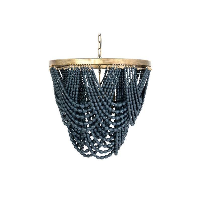 2-Tier Draped Wood Bead Chandelier - Blue