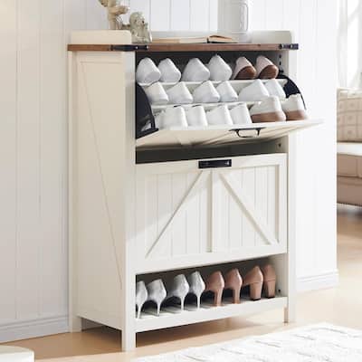 Farmhouse Shoe Storage Cabinet, Shoe Organizer, Shoe Rack Cabinet