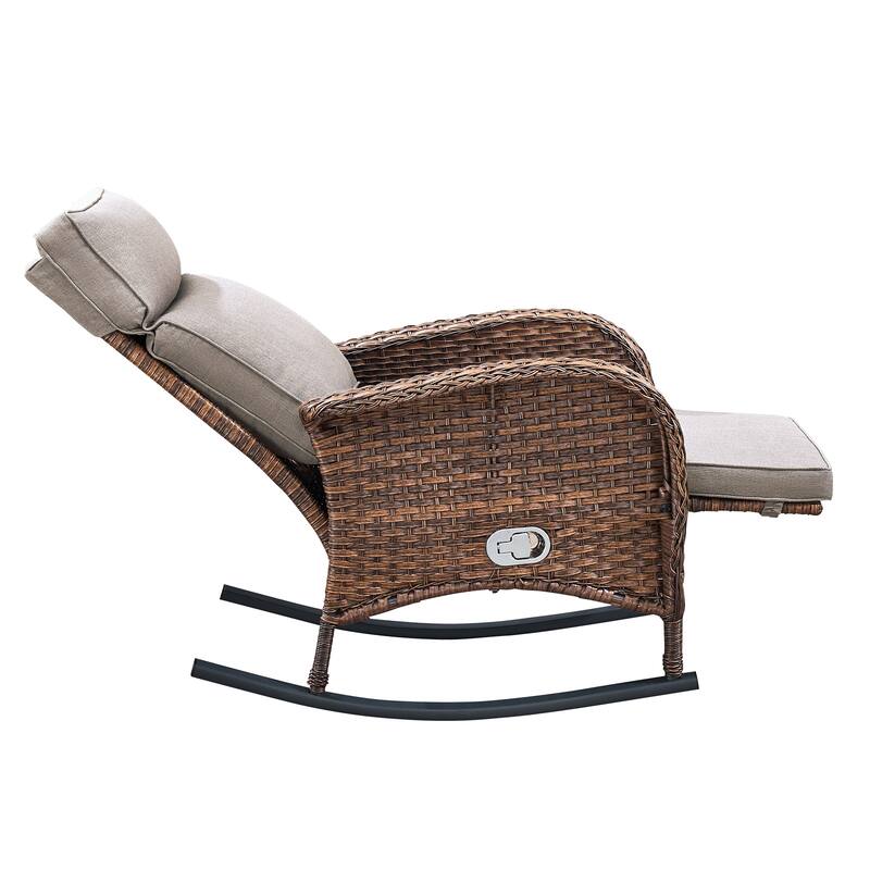 Pocassy Outdoor Patio Rocking Lounge Chairs with Adjustable Backrest Set.