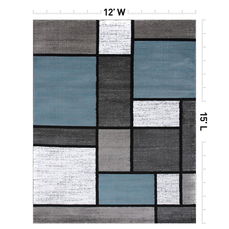 World Rug Gallery Contemporary Modern Boxed Color Block Area Rug