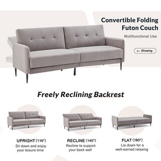 Linen Upholstered Modern Convertible Folding Futon Sofa Bed - Bed Bath ...