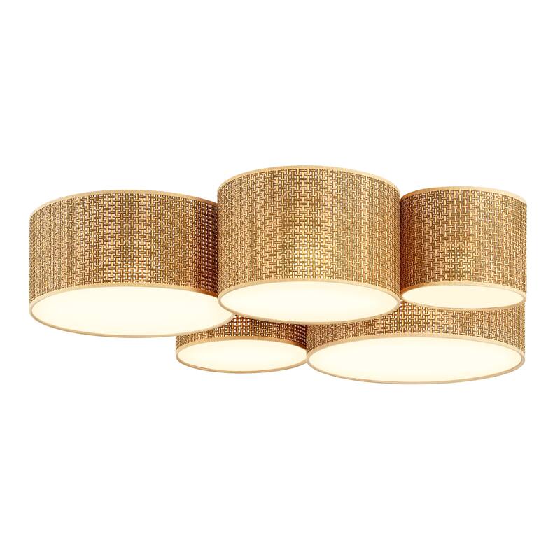 GetLedel Hand Woven Drum Flush Mount Ceiling Light