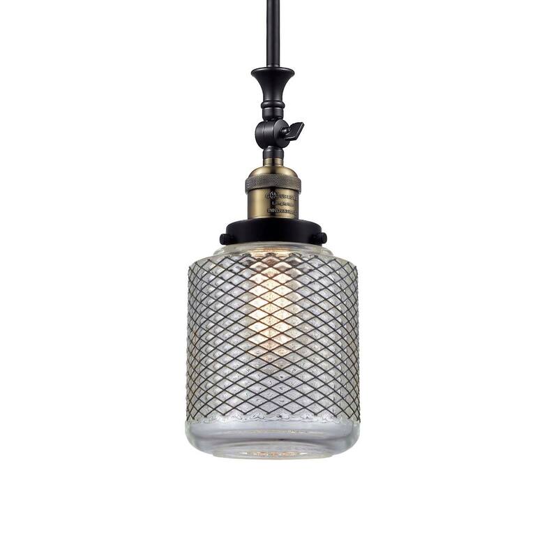 Innovations Lighting Stanton Single Light 6" Wide Mini Pendant - Black / Antique Brass / Vintage Wire Mesh