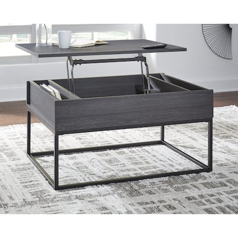Yarlow Contemporary Black Lift Top Cocktail Table - 36"W x 26"D x 19"H