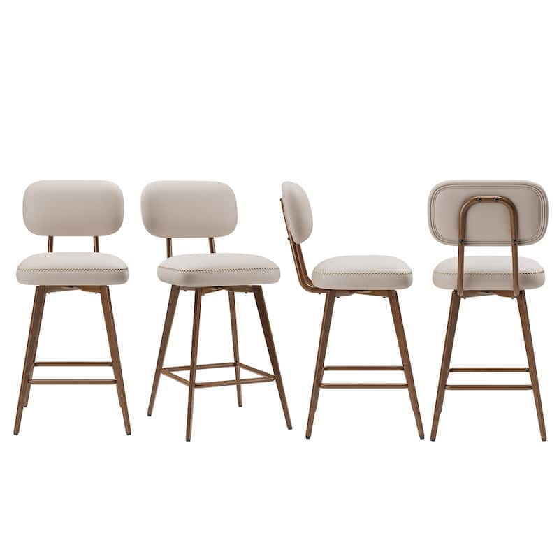 RENEWLINE Modern Swivel Bar Stools, 26 Inch Counter Stools(Ser of 2/3/4/6) with Backrest & Waterproof PU Leather
