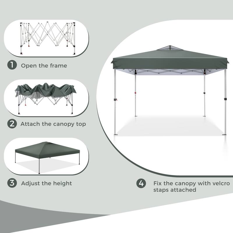 10x10 Pop-up Canopy Portable Lightweight FoldingTent, Adjustable Height Instant Gazebo Canopy with Wheeled Bag