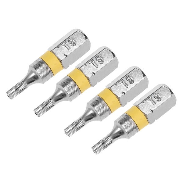 4pcs 25mm Long 1/4" Hex Shank T9 Security Torx Screwdriver Bits S2 Alloy Steel - h1/4*25*t9 4pcs - H1/4*25*T9 4pcs