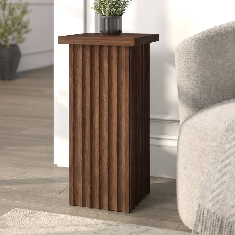 Bourne 10.75" Wide Square Fluted Side Table - 10.75" Wide
