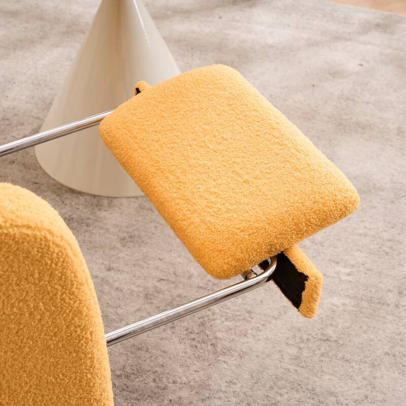 Plush Accent Rocking Chair with Footrest, Cream White High-Back Rocker, Rubber Wood Lounge Chair for Nursery & Living Room