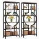 preview thumbnail 1 of 23, 70.9"H x 27.6"W Industrial Geometric Bookcase, 6-Tier Tall Bookshelf, Wood Display Shelf Storage Shelves Vintage Brown(2PCS)