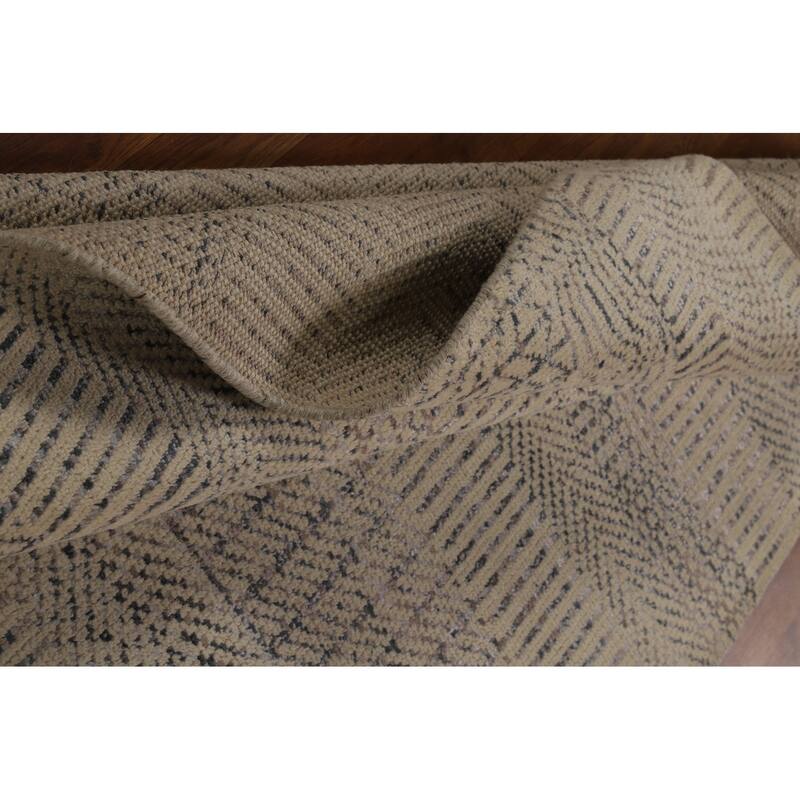 Beige Moroccan Area Rug Hand-Knotted Oriental Wool Carpet - 4'11" x 7'10"