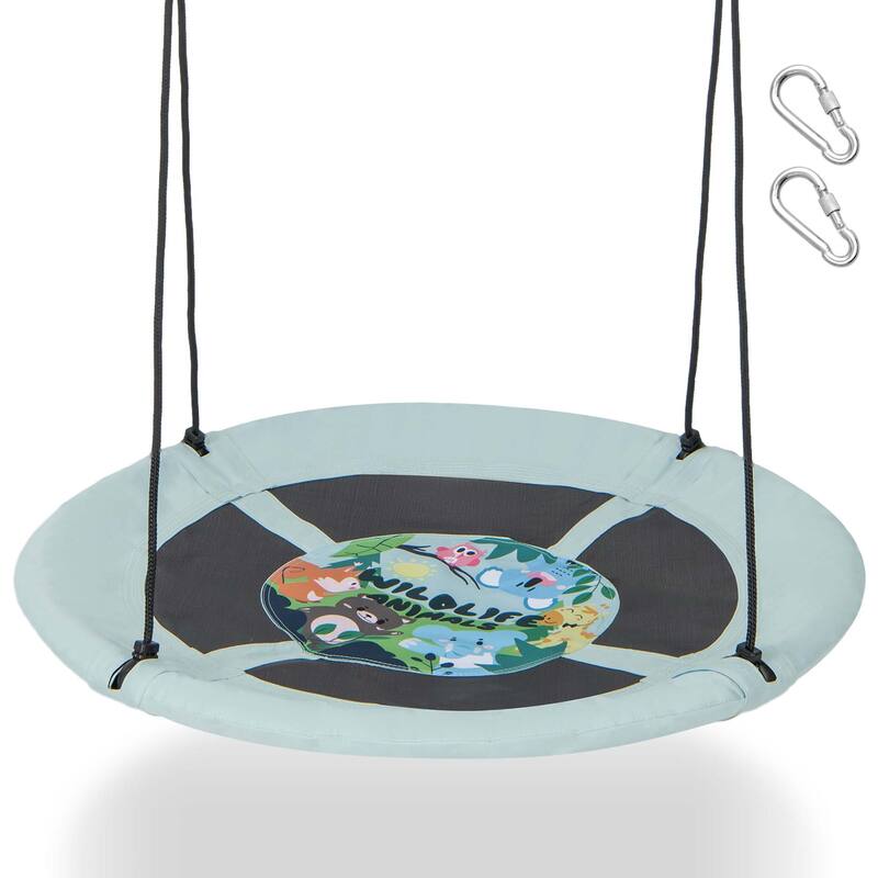 Goplus 40" Flying Saucer Tree Swing Indoor Outdoor Play Set Kids - See Details - Green-Animals