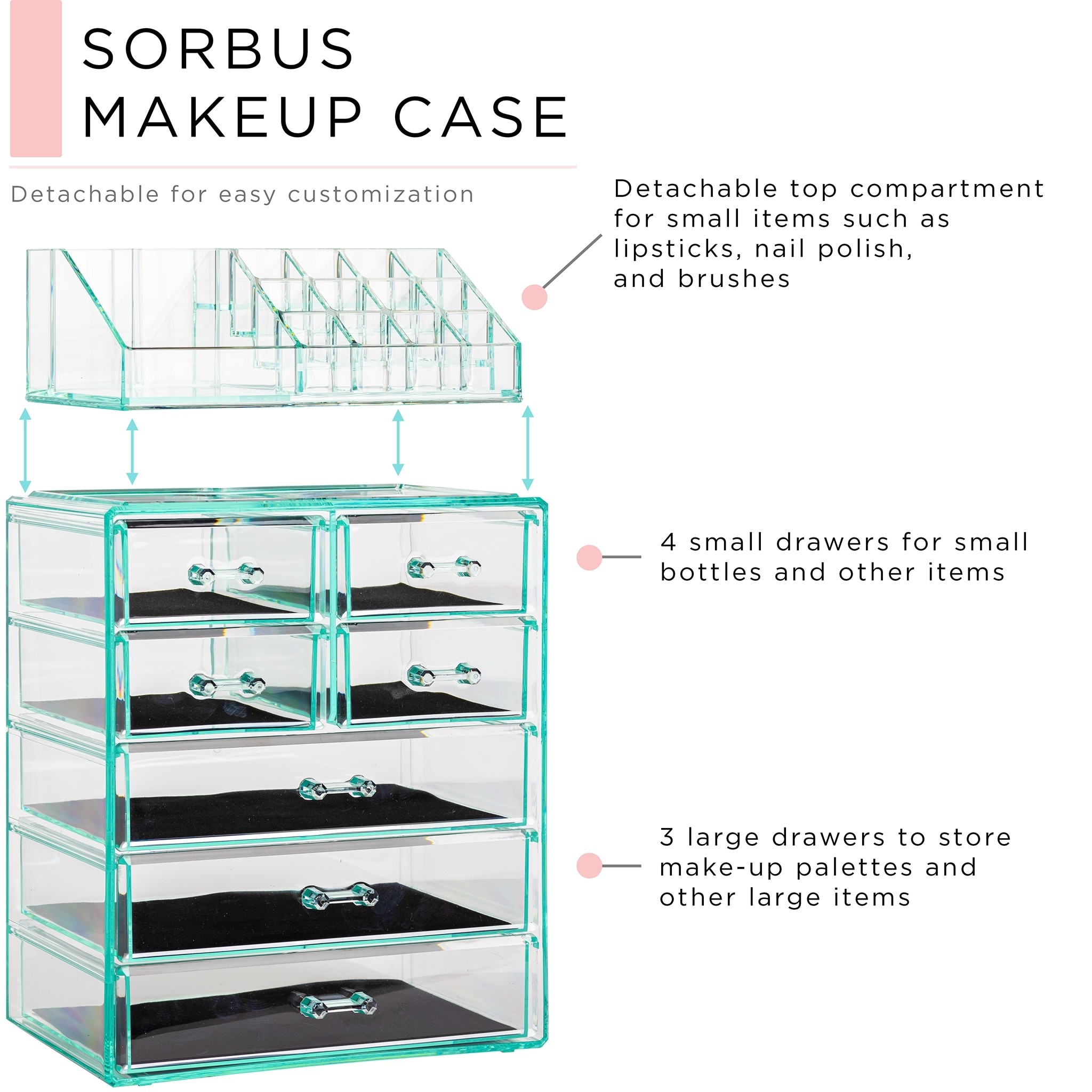 Sorbus Cosmetic Makeup and Jewelry Storage Case Tower Display Organizer - Spacious de