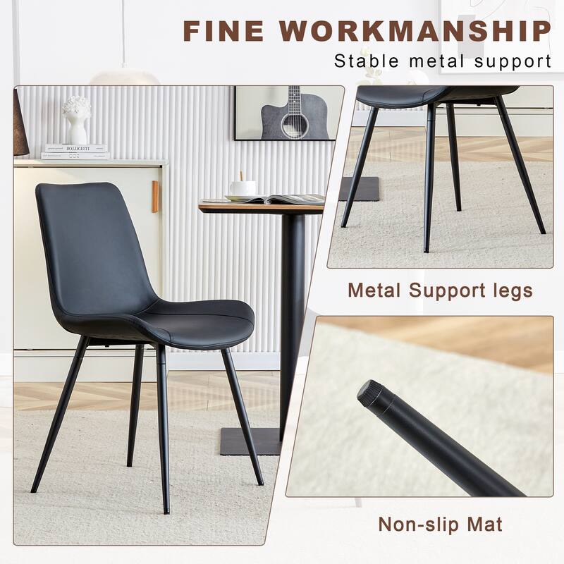 Table and chair set.Modern Multifunctional Lifting Platform, Paired with 4 Black Artificial PU Chairs