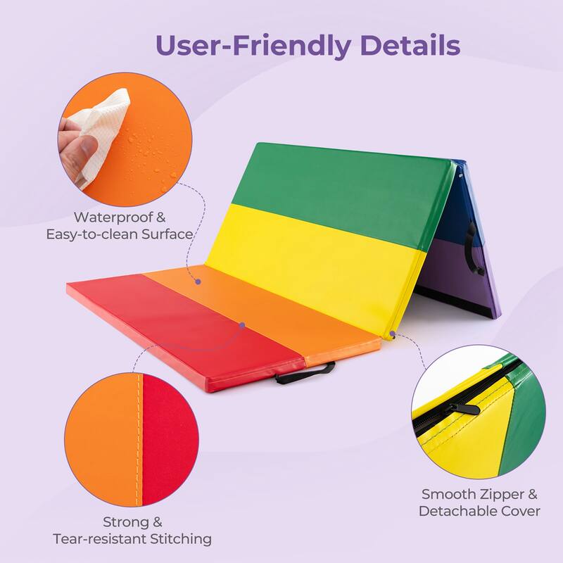 Costway Tri-Folding Gymnastics Mat 6' x 4' Tumbling Mat with Carrying - See Details