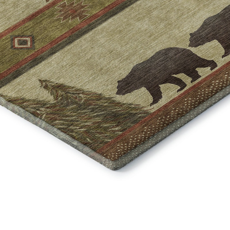 Premium Washable Super Soft Bear Moose Lodge Mayfield Rug