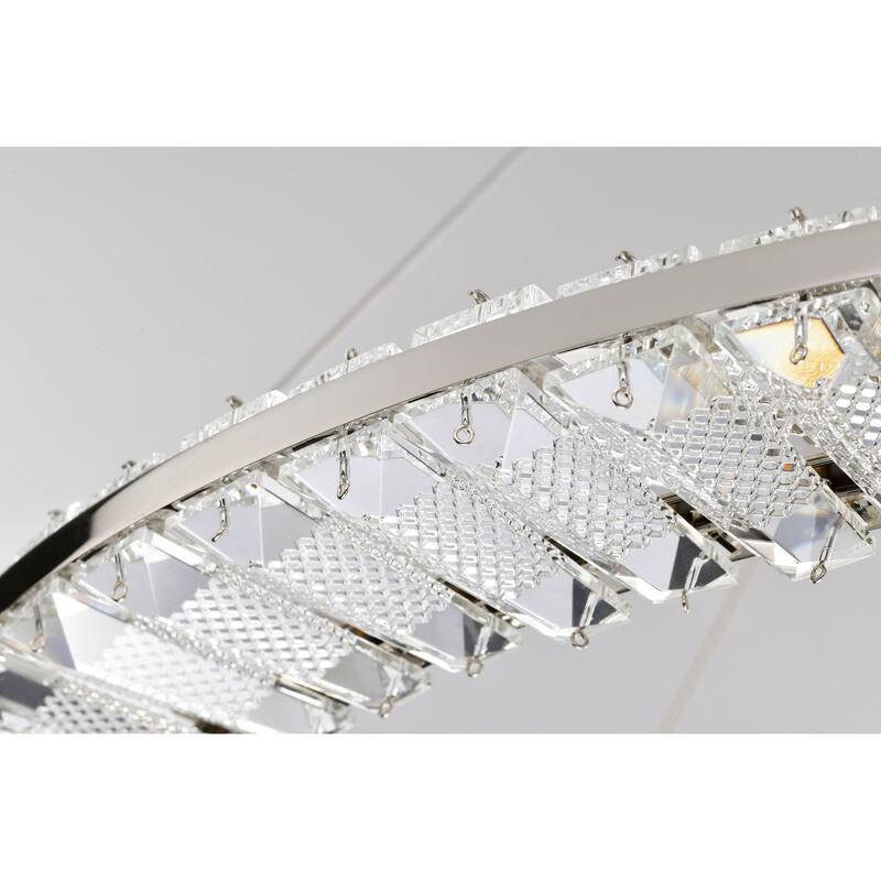 Nova LED 36 Inch Round Pendant Polished Nickel Finish K9 Crystal - Polished Nickel