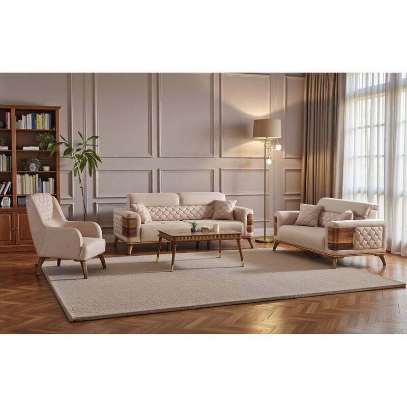 Norvian 3 Pieces Living Room Sets 1 Sofa 1 Loveseat 1 Chair - Beige