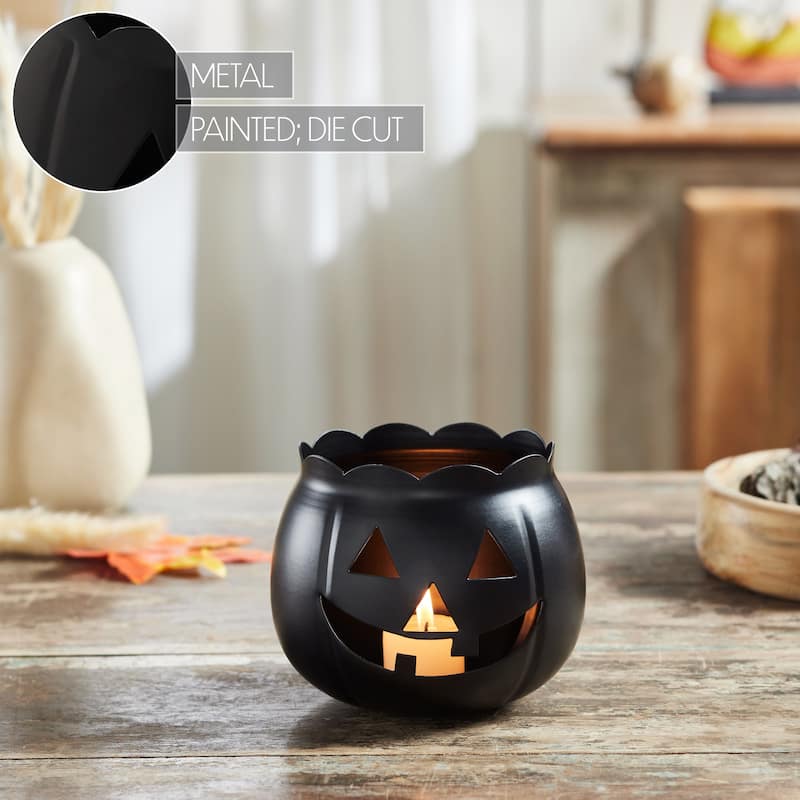 Jack-O-Lantern Candle Holder Black 4.25x5.25x5.25 - N/A