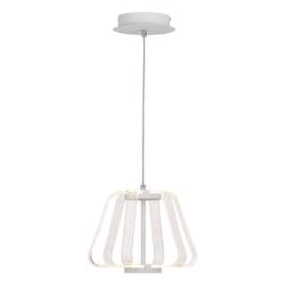 Ridgeway 1 Light White Integrated LED Contemporary Cage Pendant Light - 11.5-in W x 8.5-in H x 11.5-in D