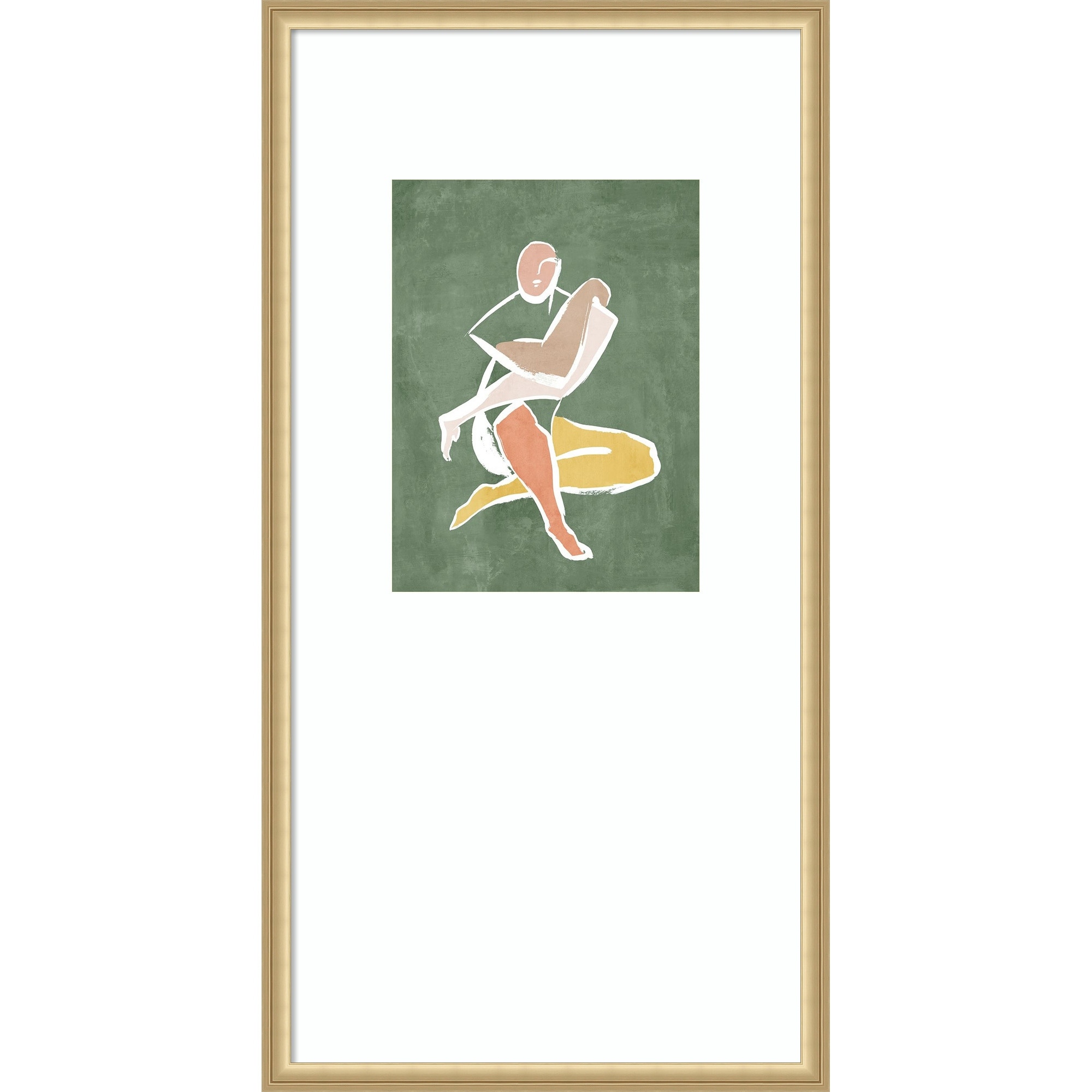 Seated Figure on Green I by Hannah Dawson Wood Framed Wall Art Print