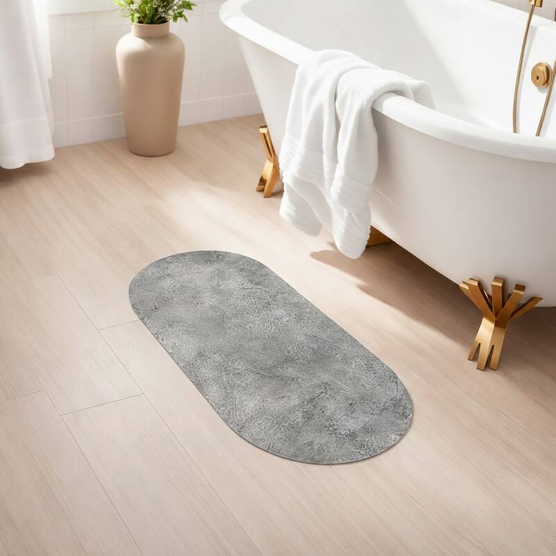 Decorative Runner Bath Mat 40x18 Ultra Absorbent Quick Dry Rug - Urban Concrete
