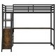 preview thumbnail 10 of 11, Twin Size Metal&Wood Loft Bed Frame with Desk, Shelves & 2 Big Built-in Drawers, LED Light and USB Charging Station for Bedroom