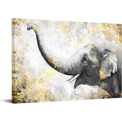 Wall Art Gold and Grey Contemporary Elephant Painting