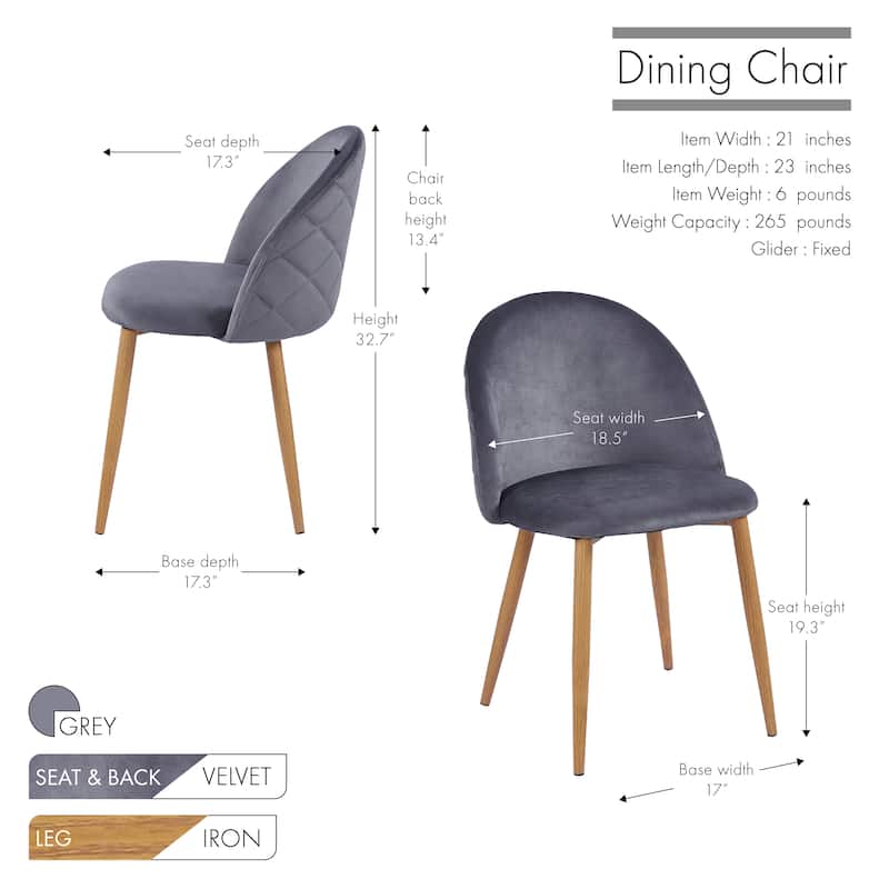 Porthos Home Jailyn Dining Room Chairs Set Of 2, Velvet And Metal